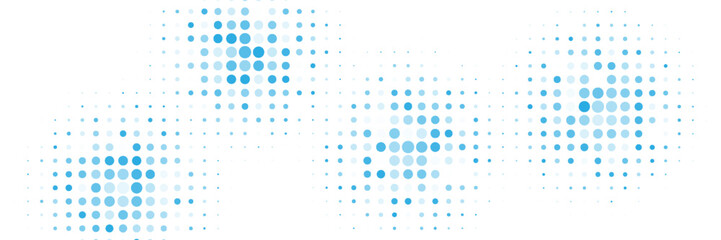 Vector abstract blue background frame of geometric shapes. Circular ornament. Pattern of dots, particles, molecules, fragments. Poster for technology, medicine, presentations, eps 10