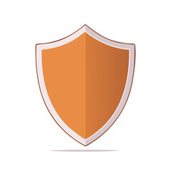 Copper toned shield icon, protection symbol, heraldic emblem, digital illustration