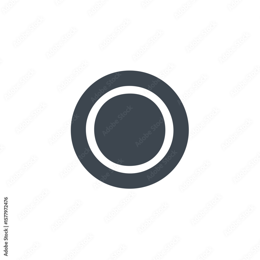 Poster simple circle shape with ring graphic element in dark gray and white