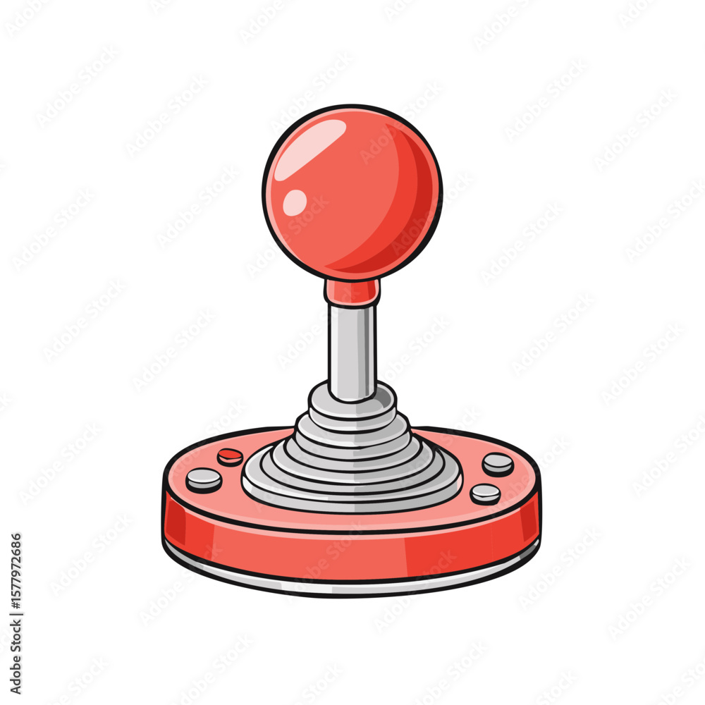 Poster vibrant red arcade joystick with buttons illustration for gaming and retro concepts