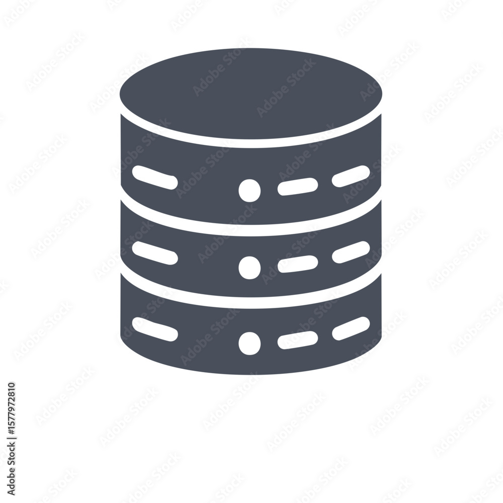 Poster stylized vector database icon depicting servers and information storage for data management technolo