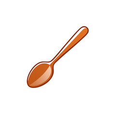Depiction of a stylized brown serving spoon with rounded bowl and handle