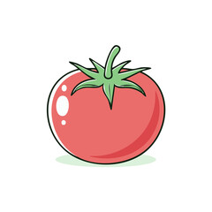 Cartoon Style Tomato Icon Illustration Single Whole Red Vegetable Food