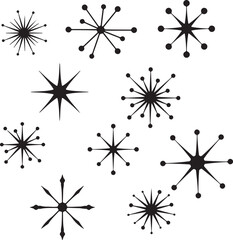 Retro Atomic Age Starbursts Gleaming with Mid Century Modern Charm A Nostalgic Black and White Pattern