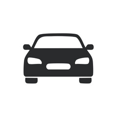 Obraz premium Front View Dark Car Icon: Modern Auto Vehicle Symbol, Automobile Transportation
