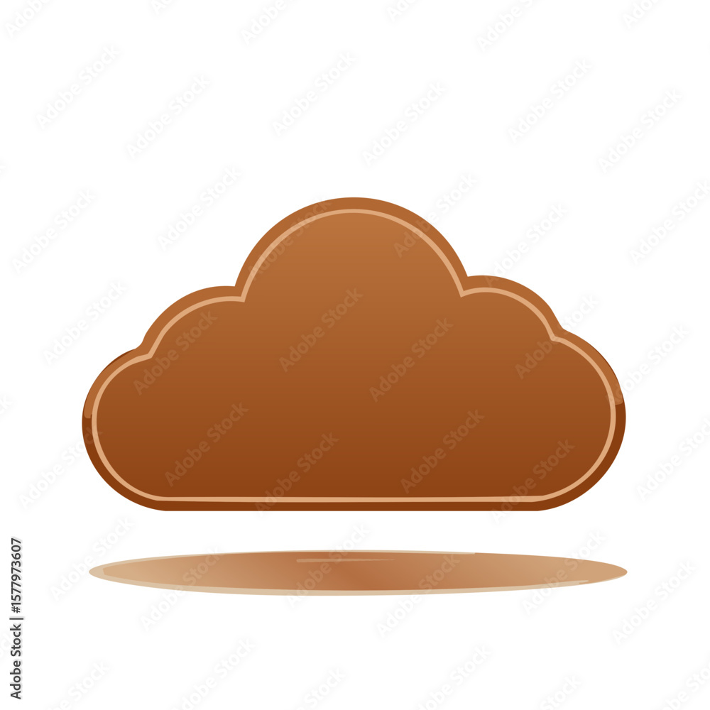 Poster cloud shape illustration icon with soft chocolate gradient and shadow