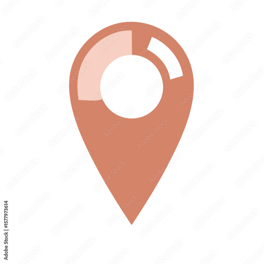Poster map pointer vector icon in terracotta color pinpoint destination symbol