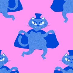 Halloween animals seamless cats pattern for wrapping paper