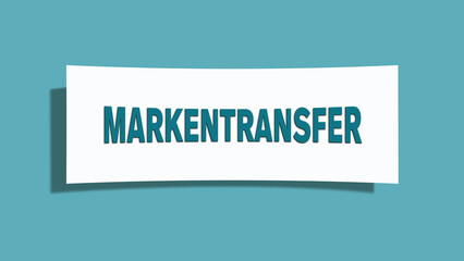 Markentransfer (Brand transfer) - A card isolated on light green background.