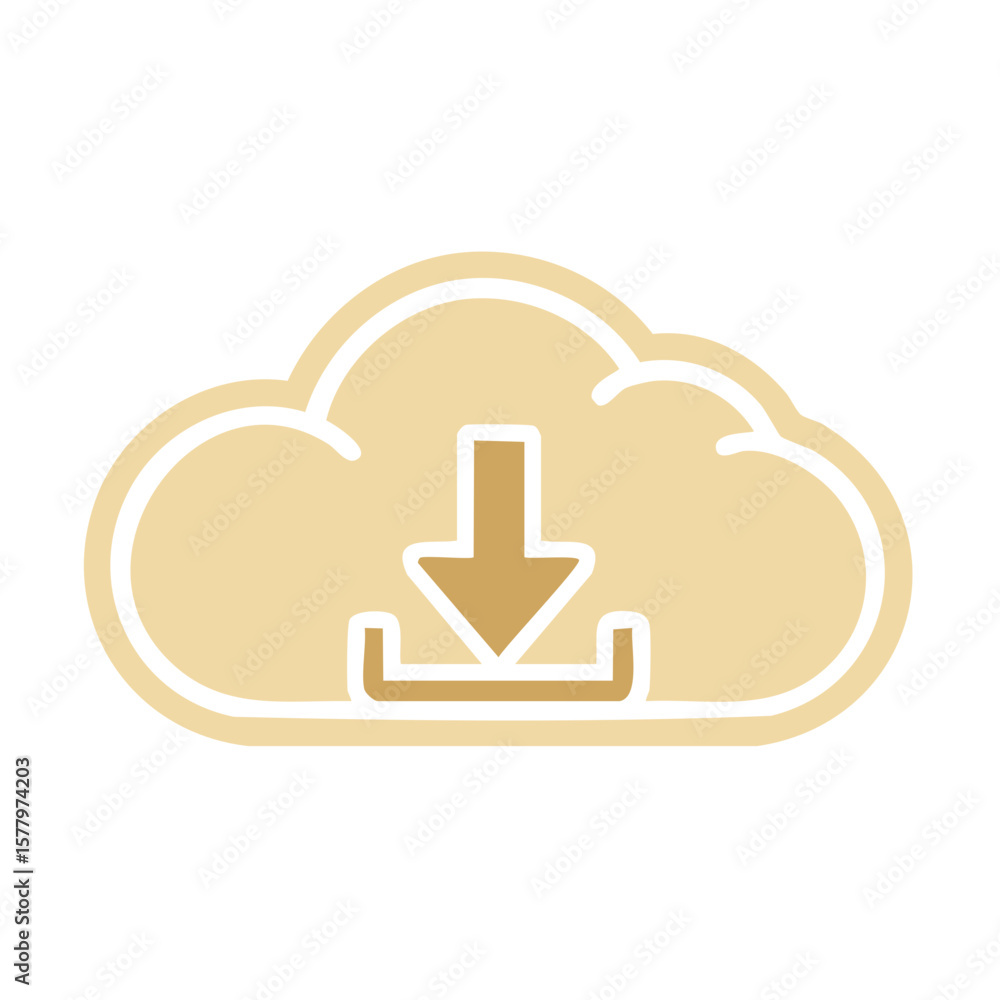 Poster cloud computing download symbol with directional arrow and container for storing files