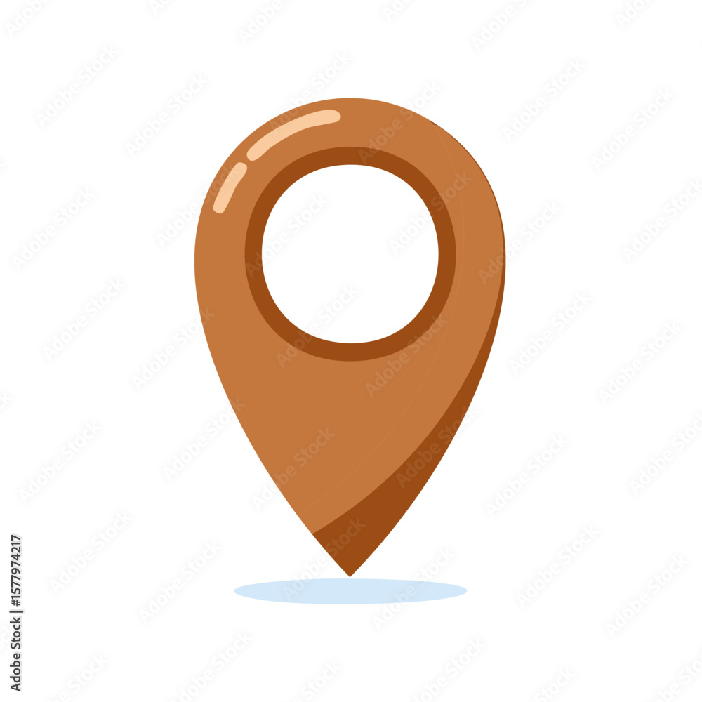 Poster bronze location pin icon for maps and navigation applications, digital mapping concept, and position