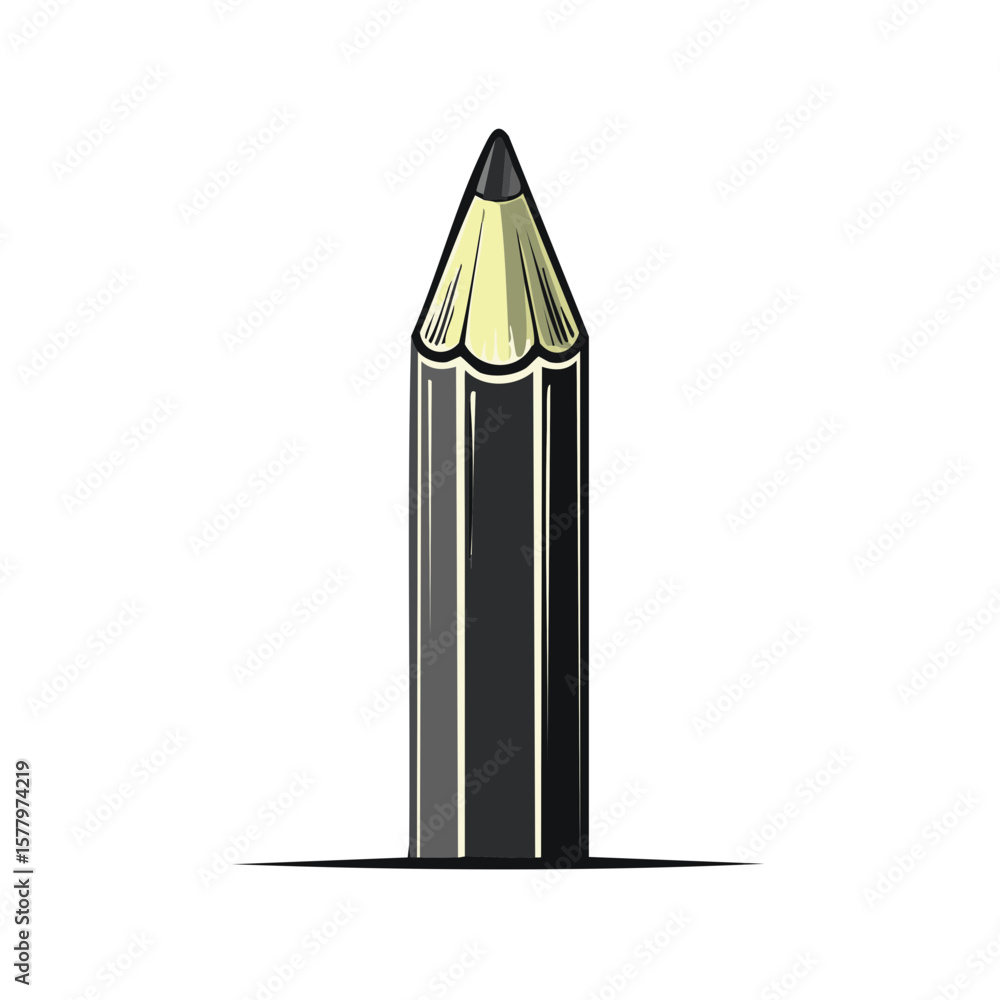 Aufkleber stylized illustration of a sharpened graphite pencil for drawing and writing with a distinct line ar