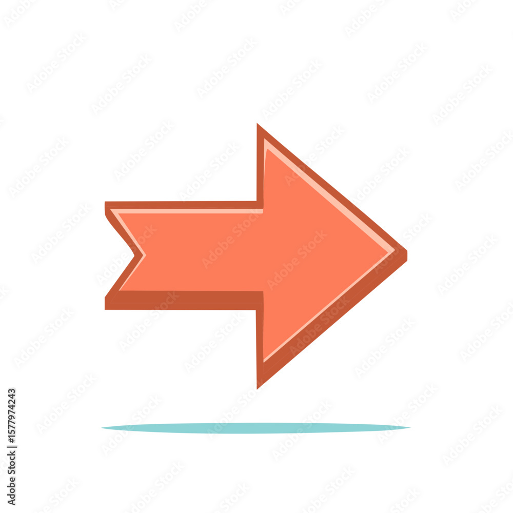 Poster simple orange arrow pointing right for directional guidance and navigation concepts