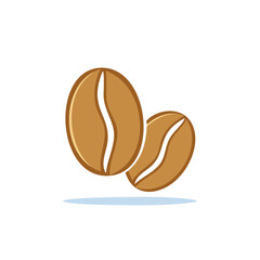 Fototapeta premium Two Brown Coffee Beans With Light Shadows for Coffee Shop or Menu Illustration Artwork
