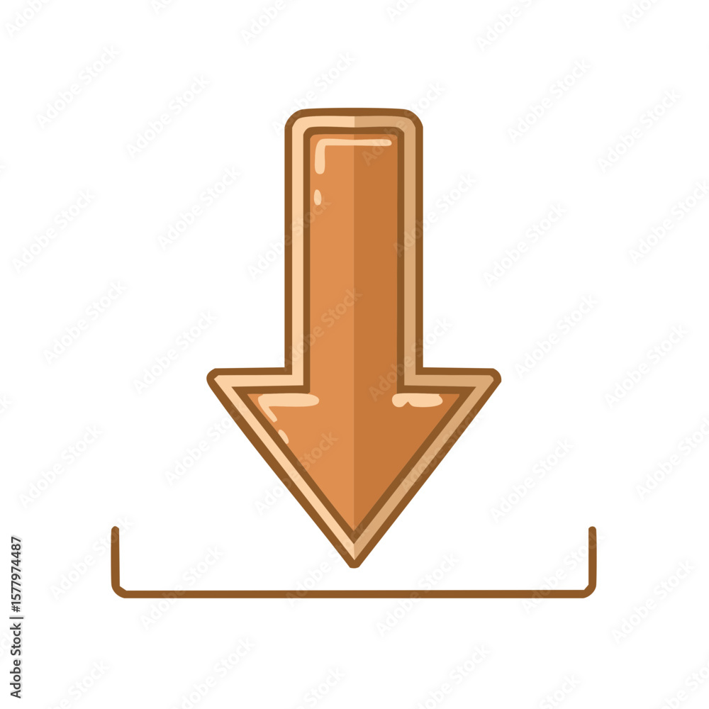 Poster icon style drawing depicting download symbolized by an arrow pointing into a box shape.