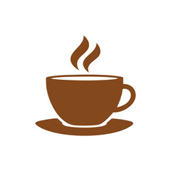 Obraz premium Brown Cup With Steam: Simple Design Element Depicting Coffee, Tea, or Hot Chocolate