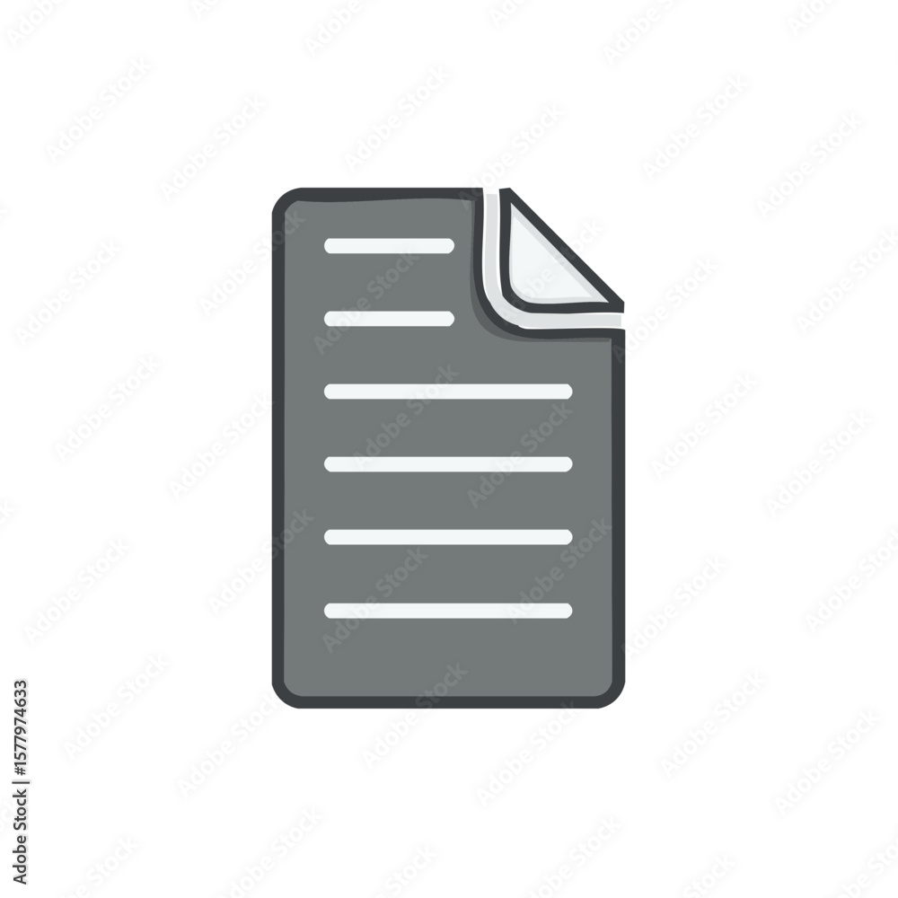 Poster documents file vector icon with folded corner and horizontal lines