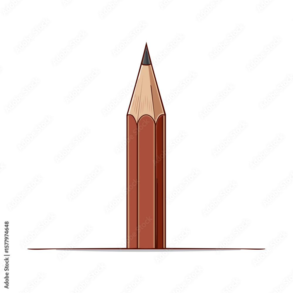 Poster standing wood pencil with sharpened tip drawing horizontal line on blank canvas
