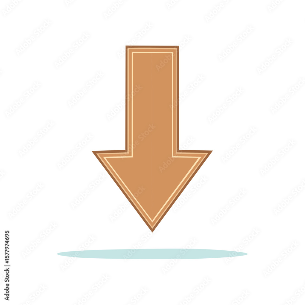 Poster stylized vector arrow pointing downward for directional navigation indicator