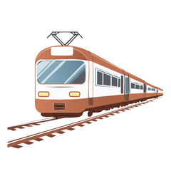 Obraz premium Modern Commuter Train on Tracks Transportation Vehicle Illustration Style