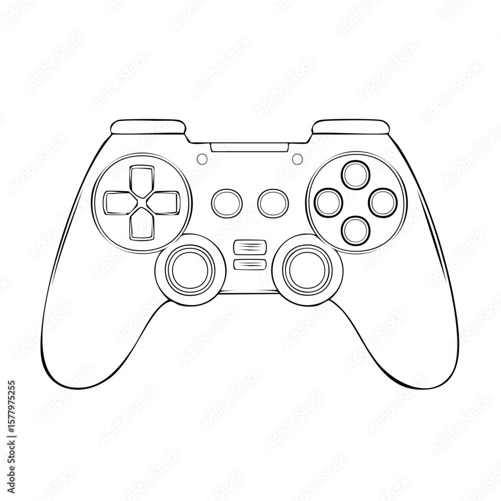 Poster outline gamepad controller design for gaming console in vector format