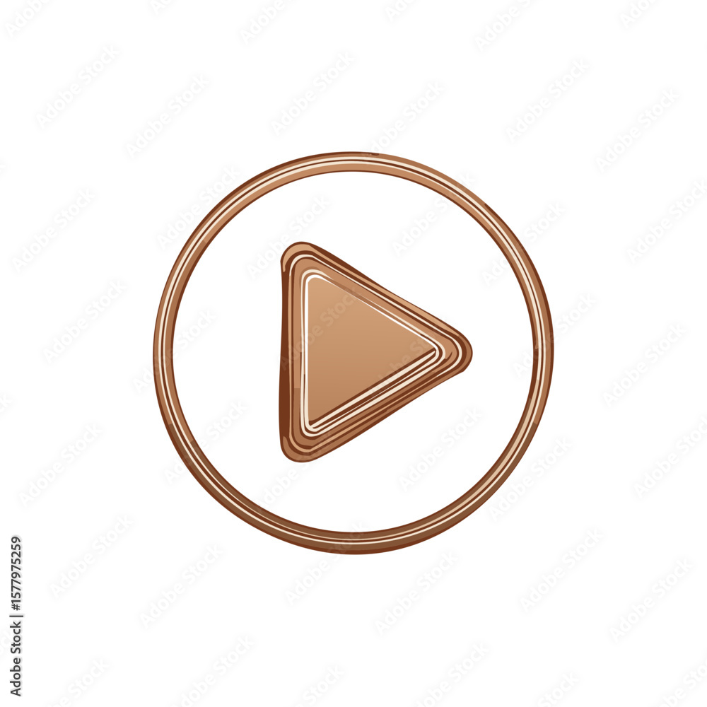 Poster elegant bronze play button icon in circle shape multimedia navigation design