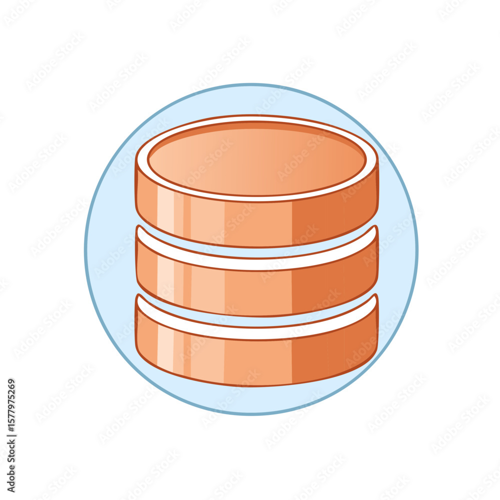 Poster layered storage in simple icon isolated on white background for data services concept