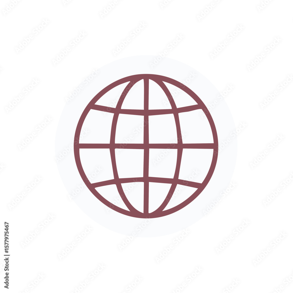 Aufkleber minimalist globe outline design world global network icon on circular shape