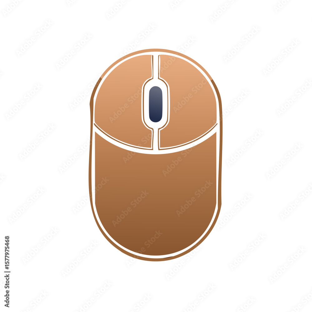 Poster brown computer mouse illustration with scroll wheel for navigation - simple and modern