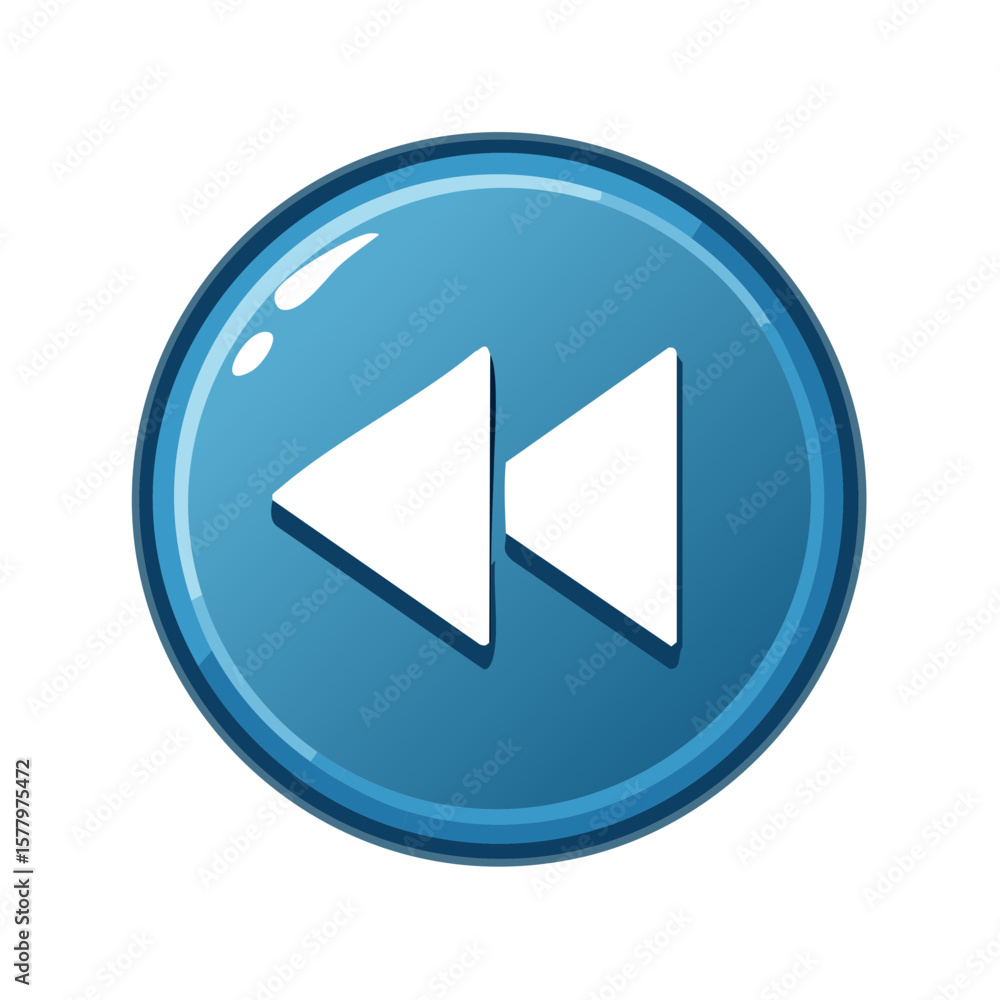 Poster forward blue navigation button icon or media player rewind playback