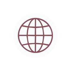 Minimalist Globe Outline Design World Global Network Icon on Circular Shape