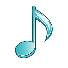 Obraz premium Shiny turquoise eighth note graphic element depicting musical notation symbol design