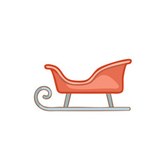 Isolated cartoon holiday sleigh for santa clause delivering presents with curling metallic snow runner vector illustration Christmas icon