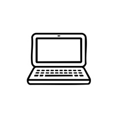 Portable Computer Hand Drawn Style Illustration, Electronic Device Outline Drawing, Technology and Communication Concept