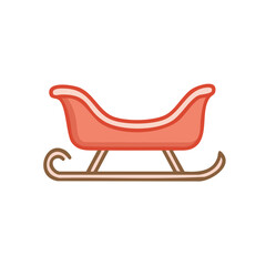 Christmas Holiday Sleigh, Iconography of Wintertime Festive Celebrations, Red and Brown Color Palette, Traditional Holiday Icon