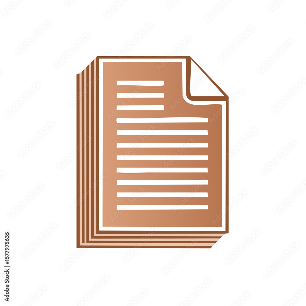 Poster stack of documents or papers with lines text icon for file management concept