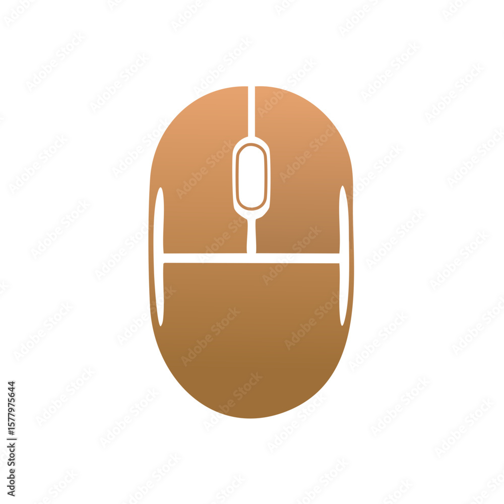 Poster isolated metallic copper computer mouse icon on white background simple design