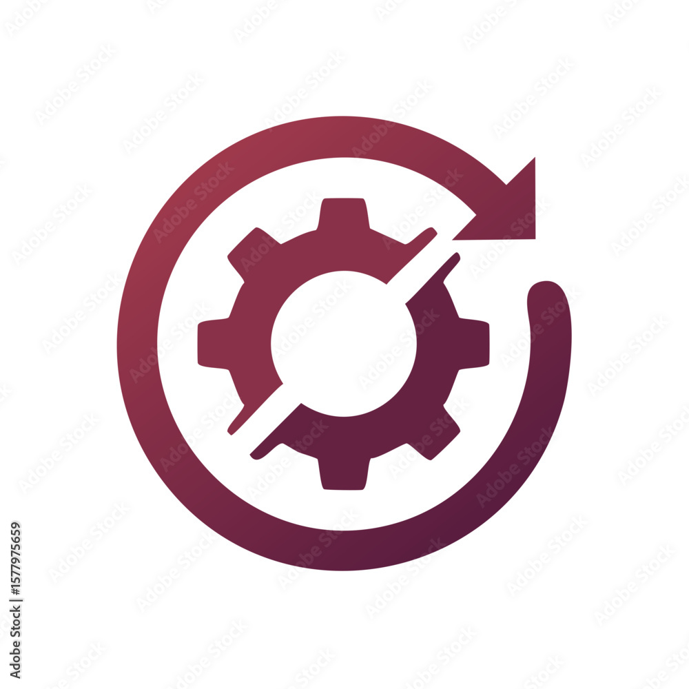 Poster process gear rotation cogwheel updating cycle arrow gradient icon