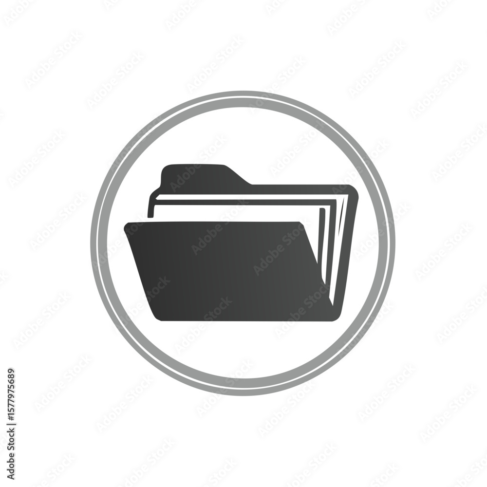 Poster stylish file folder icon with circular frame for digital documentation