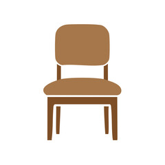 Fototapeta premium Simple Brown Wooden Chair Illustration with Cushioned Seat and Back