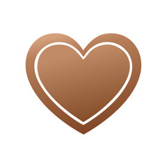 Aesthetic brown heart symbol with white outline for love concept and Valentine's day designs