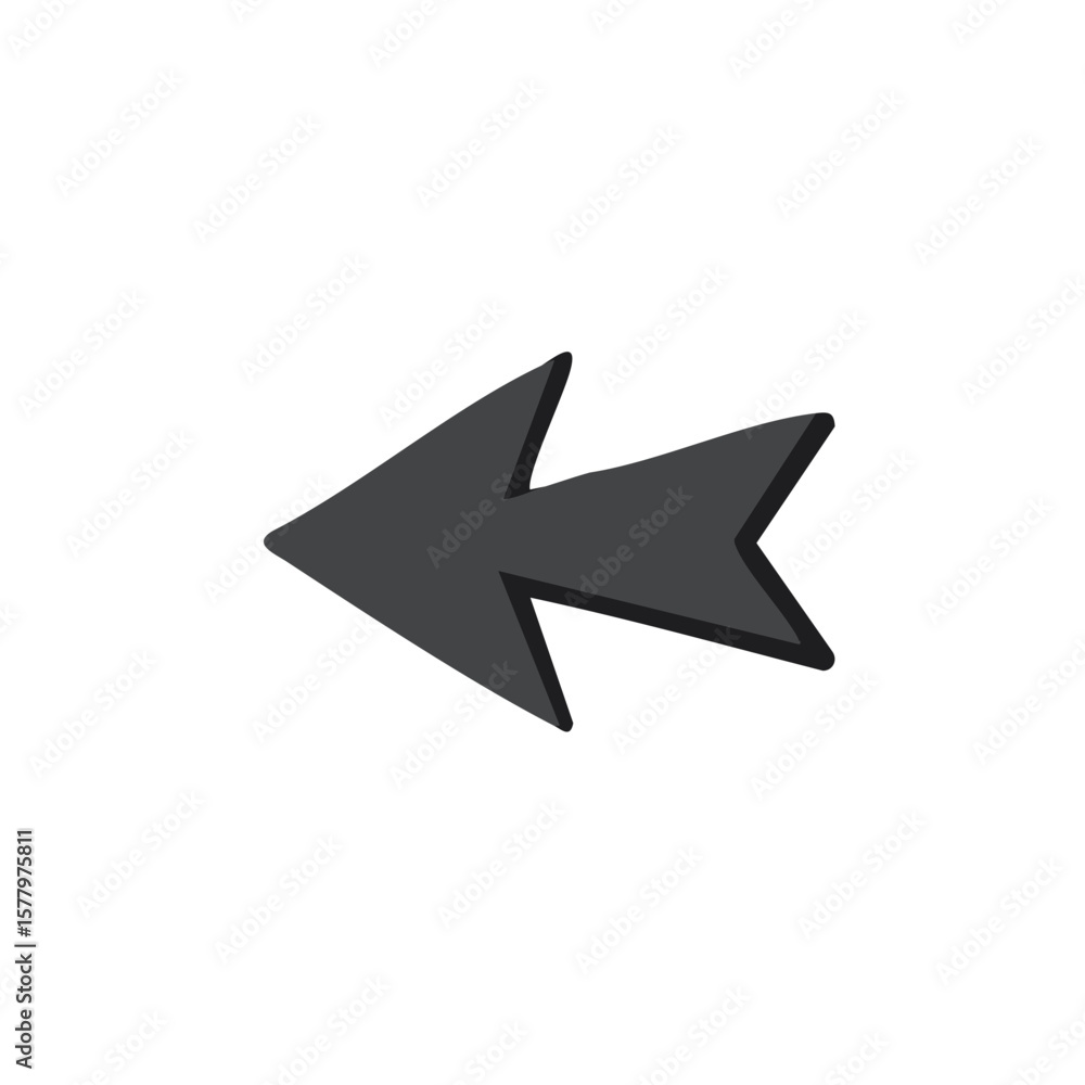 Poster vectorial gray arrow pointing left with a distinct triangular head, a simple navigation direction, f