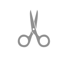 Isolated gray scissors with open blades, representing cutting, tailoring, and design, tool for trimming or cropping