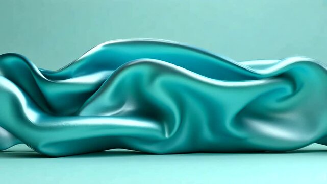 Elegant Turquoise Fabric Waves Flowing Smoothly in a Seamless Loop for Background