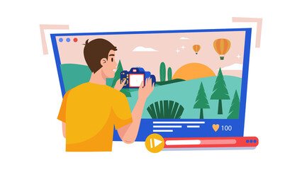 Influencer Recording Vlog Illustration - Transparent PNG