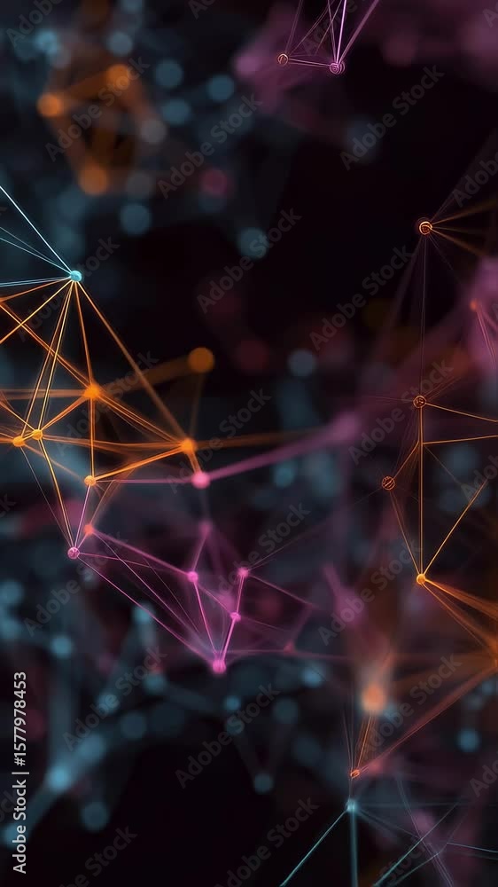 Aufkleber glowing nodes and lines form an intricate network, expanding and connecting in a dynamic visualizati
