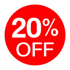 Red 20% off price tag icon