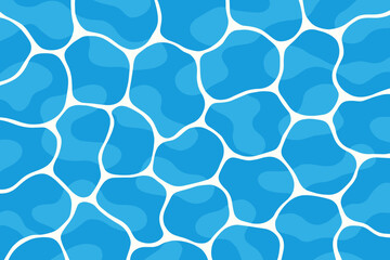 Abstract swimming pool water background. Summer sea surface texture. Blue ocean wave ripple pattern. Clean shiny liquid backdrop. Modern flat cartoon vector illustration.