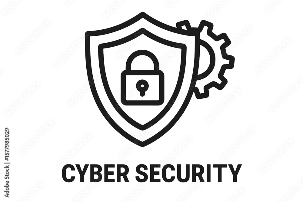 Poster cyber security icon concept for data protection and internet privacy. network defense symbol with se