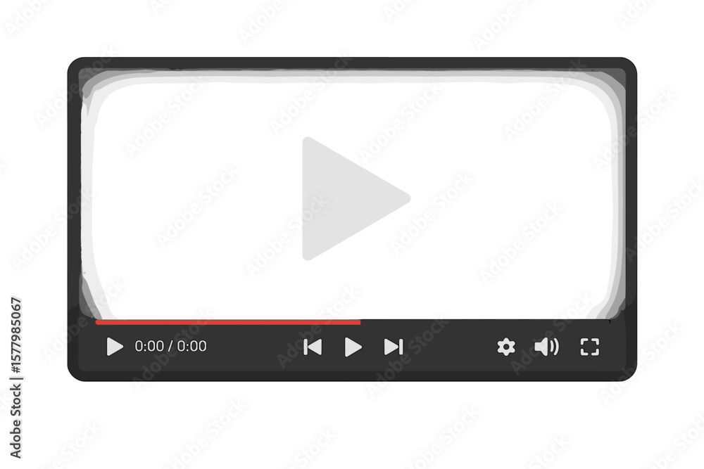 Poster modern video player interface template for web and mobile. online multimedia streaming screen with n